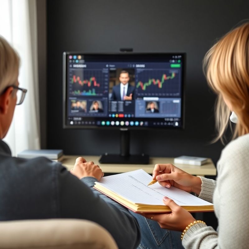 Session de webinaire en direct avec graphiques financiers et présentateur